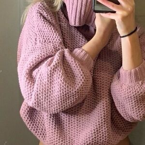 OU Mauve Pink Knit Turtleneck Sweater